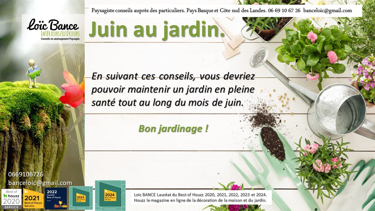Juin au jardin d'ornement, potager et verger.