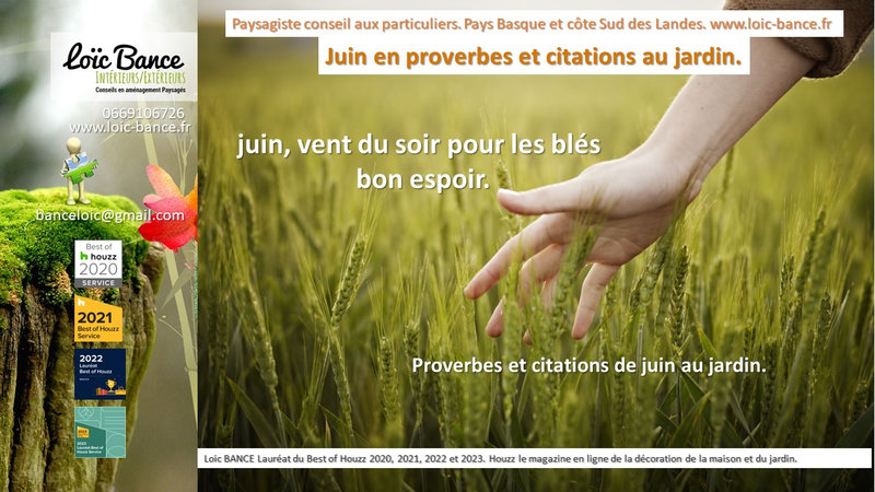 Proverbes; Citations; Jardins; Paysagiste; Landes; Pays Basque; Paysagiste Pays Basque; Paysagiste Landes; Loc BANCE; Amnagements paysagers; Concepteur de jardins; Paysagiste Anglet; 