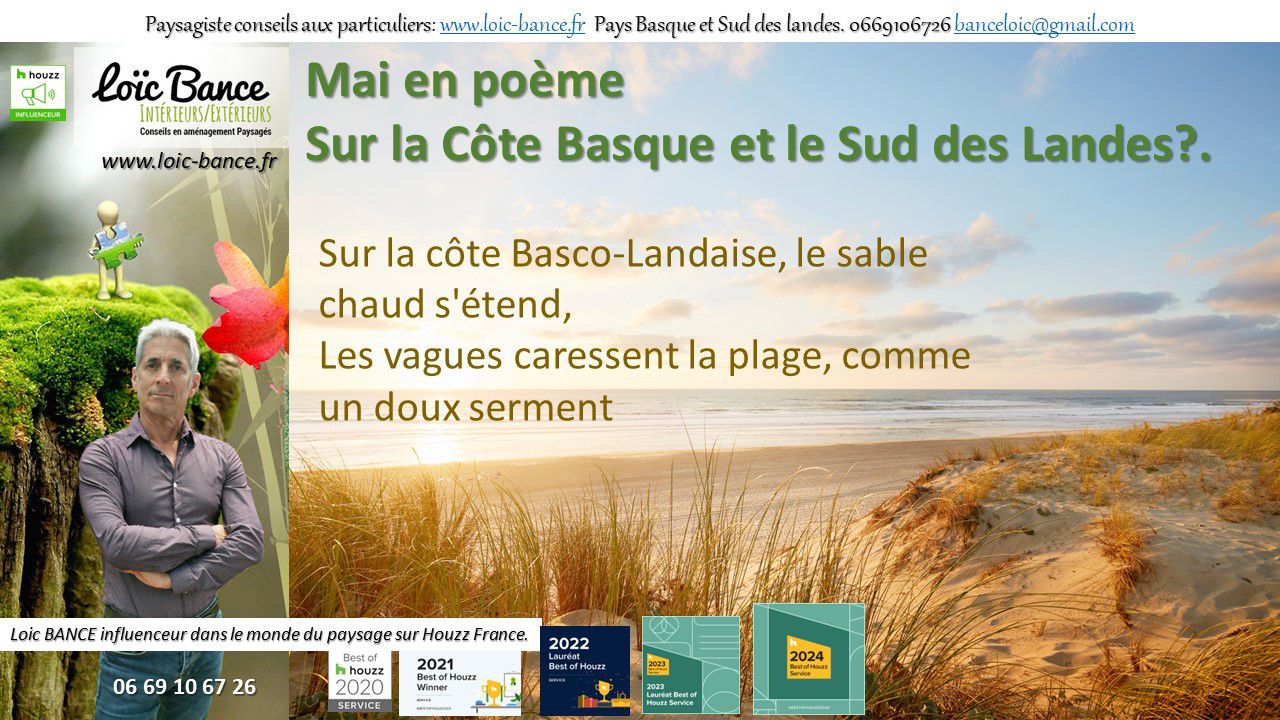 Les paysages des Landes et du Pays Basque en pome en mai.